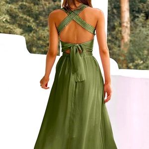 Olive green midi dress
